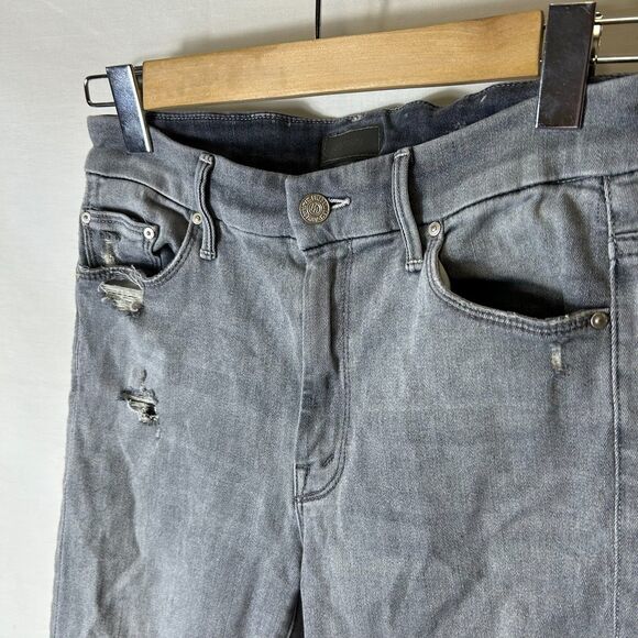 Mother The Looker Gray Medium Wash High Rise Distressed Fray Ankle Jeans Size 27 - Picture 3 of 16